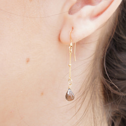 [14KGF] Smokey Quartz Earring 4枚目の画像