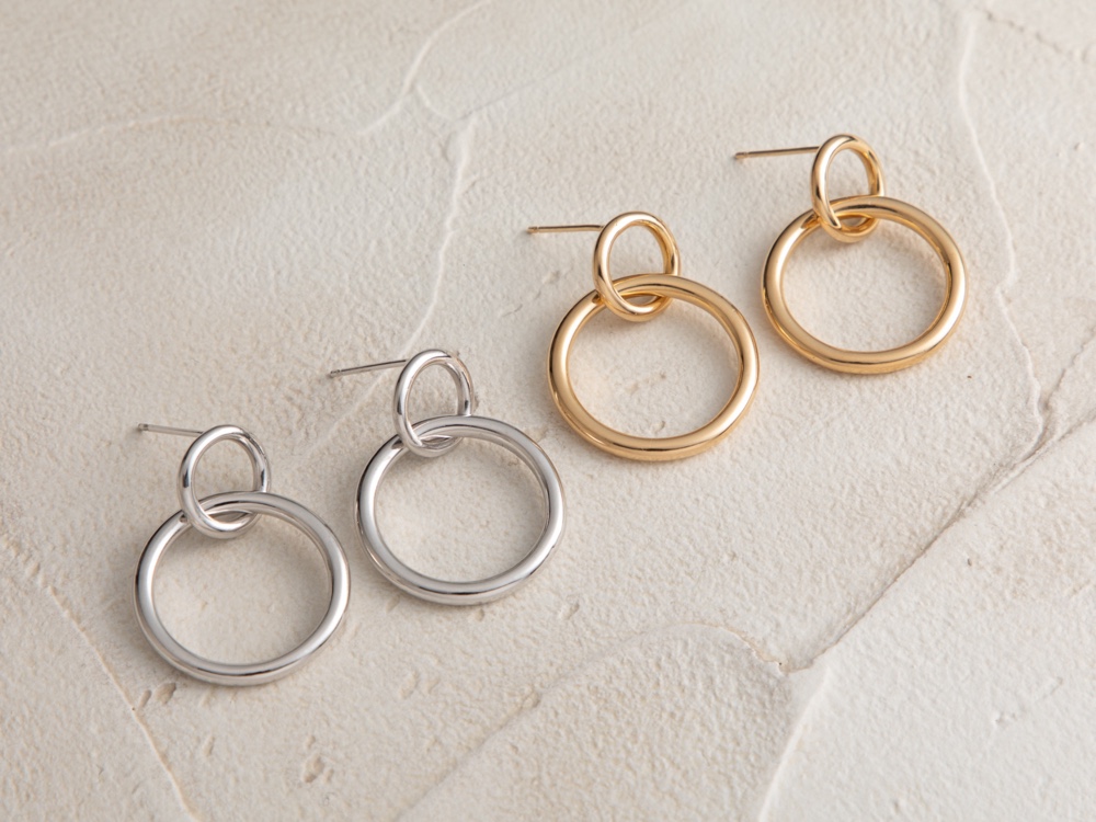 silver ダブルサークルピアス【受注製作】