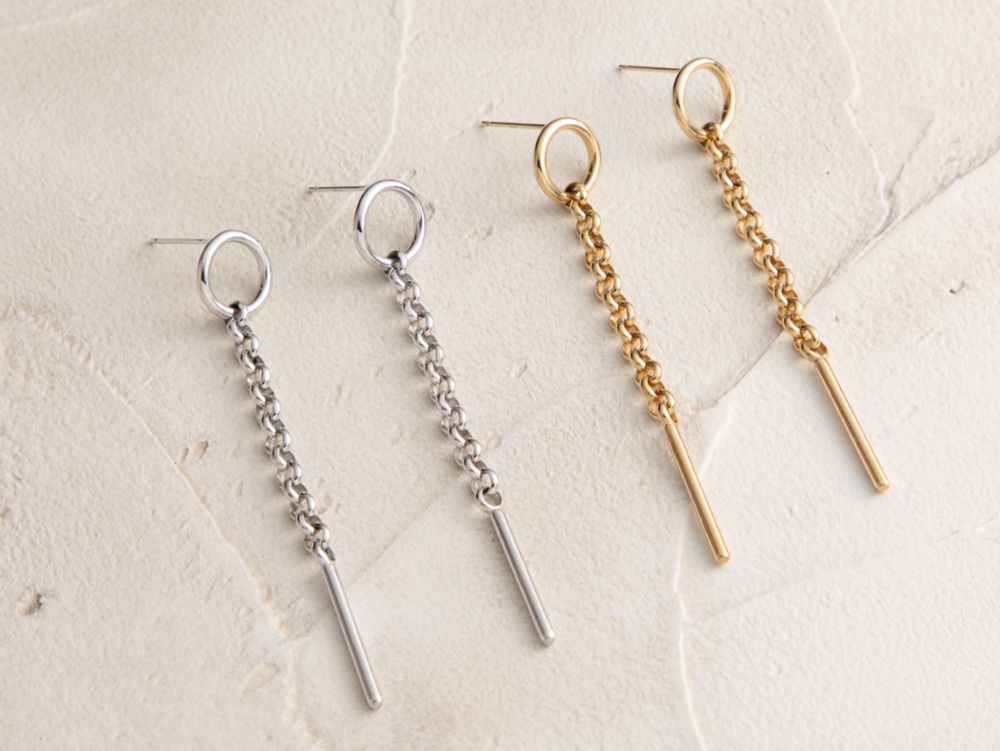 silver ロングチェーンピアス【受注製作】