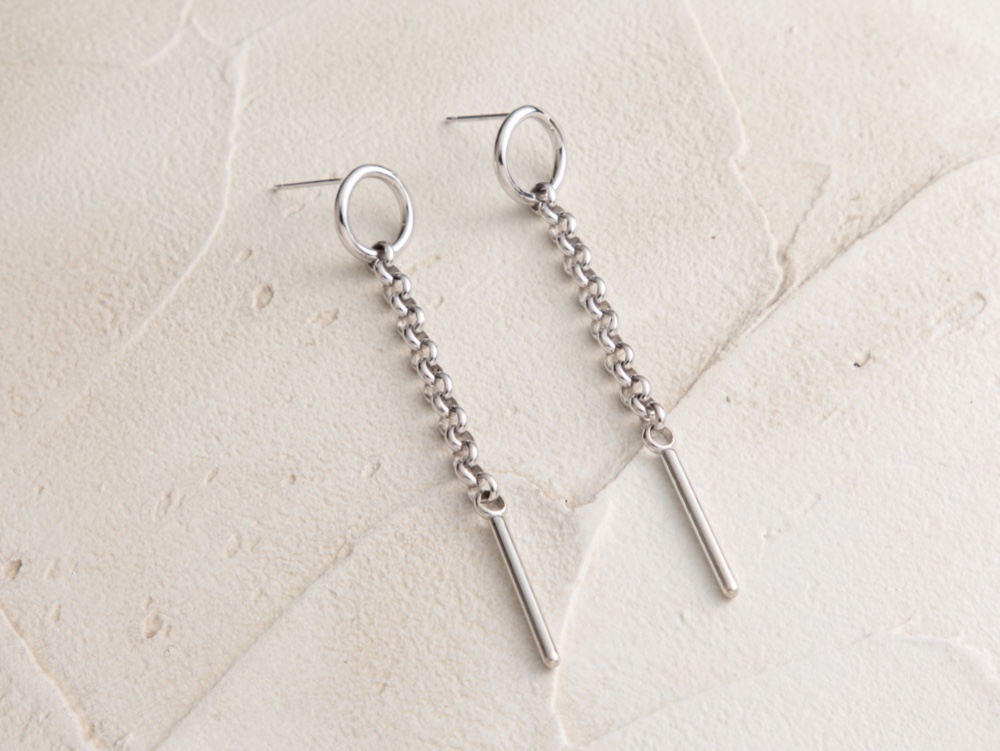 silver ロングチェーンピアス【受注製作】