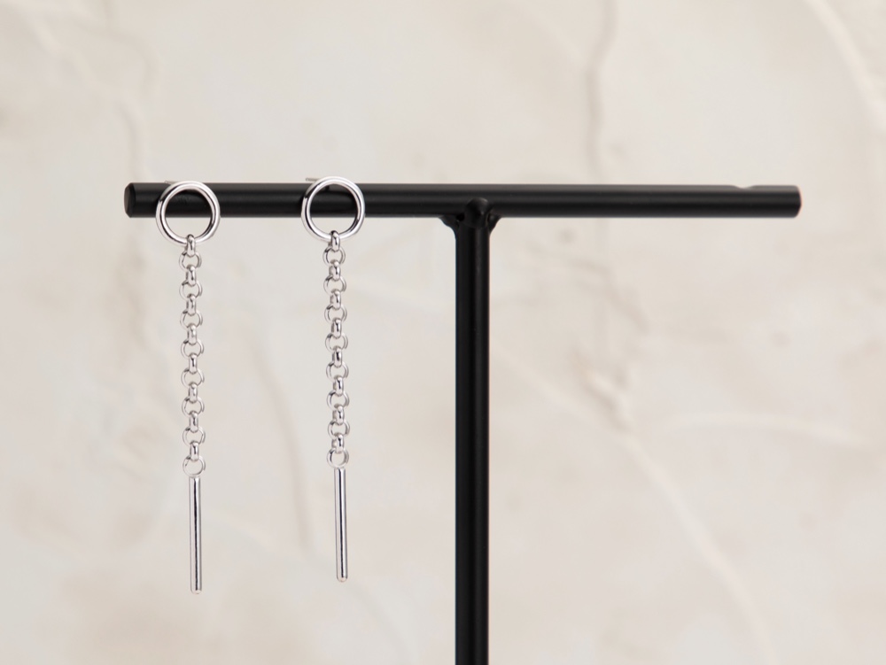 silver ロングチェーンピアス【受注製作】