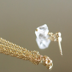 【14kgf】NY産ハーキマーダイヤモンド　大粒流れ星ピアス ＜２WAY＞ 2枚目の画像
