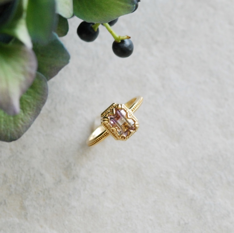 アメトリン 香水瓶モチーフリング【受注製作】