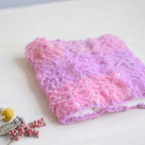 SALDI】モヘアグラデーション ネックウォーマー サクラ ネック