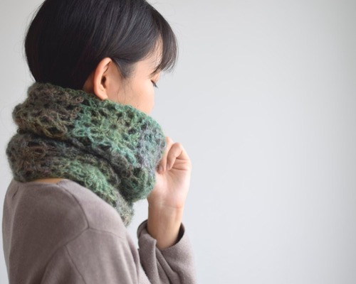 ○ウール パープル/ブルー グラデーション ネックウォーマー○n2-99