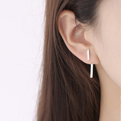シンプル ダブルバーのピアス シルバー925 ピアス（その他） S