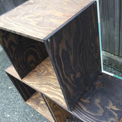 3個セット◇木製ボックス棚　ブルータイプ 4枚目の画像