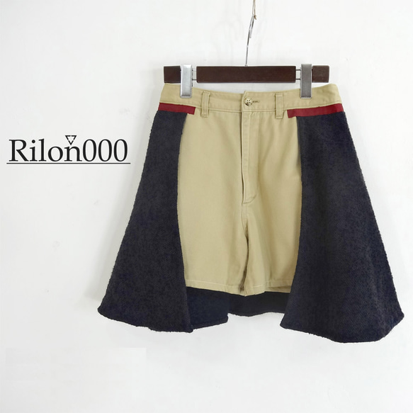 ≪リメイク1点物≫フレアスカート付きショートパンツ：M Size タイト