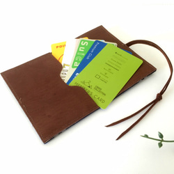 [訂購產品] 綠色格紋和棕色皮革名片夾 第5張的照片