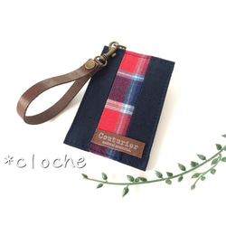 【訂購產品】Canvas Bicolor Pass Case &lt;Navy＆Tartan&gt; 第1張的照片