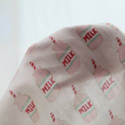 イチゴミルクのデザインコットンWガーゼ。150cm×50cm ベビー用作品に♥ピンク 6枚目の画像