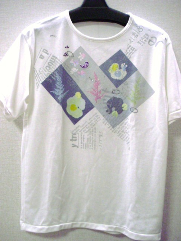 値下げ-Nagaoka- リブTシャツ・パッチワーク風（染め）・日本製 1枚目の画像