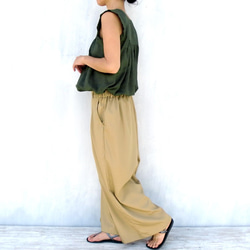 チノクロスタックワイドパンツ（ベージュカーキ） 5枚目の画像