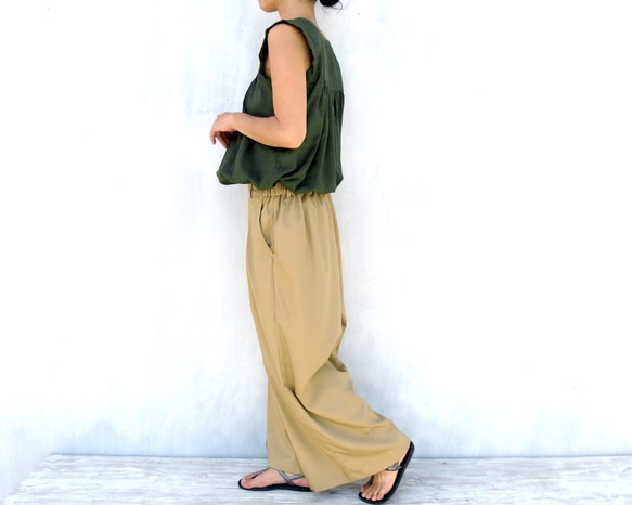 チノクロスタックワイドパンツ（ベージュカーキ） 5枚目の画像