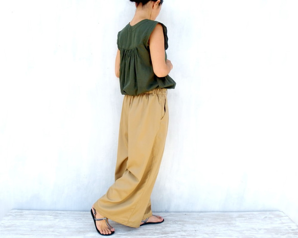 チノクロスタックワイドパンツ（ベージュカーキ） 8枚目の画像