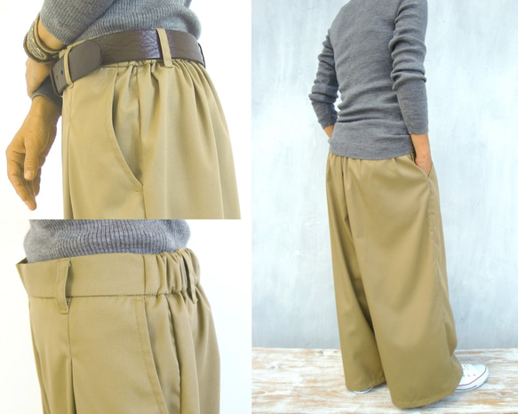 チノクロスタックワイドパンツ（ベージュカーキ） 9枚目の画像