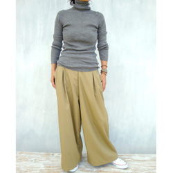 チノクロスタックワイドパンツ（ベージュカーキ） 3枚目の画像