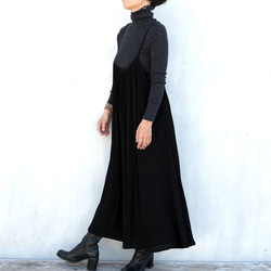 楊柳キャミソールワンピース　ブラック 1枚目の画像