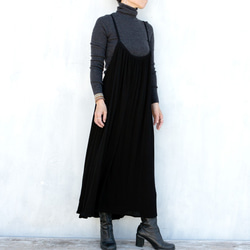 楊柳キャミソールワンピース　ブラック 5枚目の画像