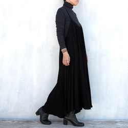 楊柳キャミソールワンピース　ブラック 4枚目の画像