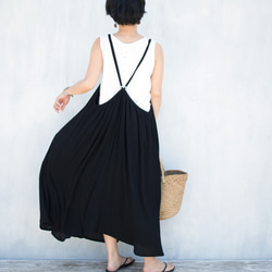楊柳キャミソールワンピース　ブラック 7枚目の画像