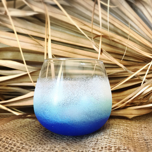 ocean blue /ゆらゆら揺れるグラス(1個) 1枚目の画像