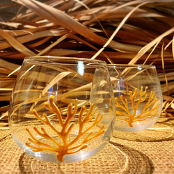 okinawan coral(珊瑚畑)ゴールド/ゆらゆらグラス(1個)320ml 2枚目の画像
