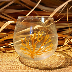 okinawan coral(珊瑚畑)ゴールド/ゆらゆらグラス(1個)320ml 3枚目の画像