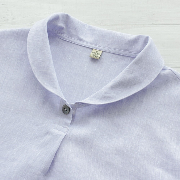 亞麻披肩領套頭衫（淡紫色） 第7張的照片