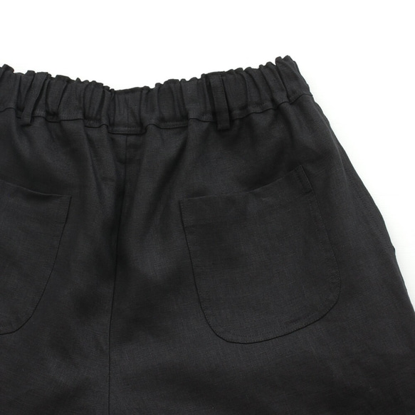 乾淨利落的亞麻錐形褲，修身罩（黑色）PT03。 第8張的照片