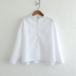 亞麻立領短襯衫（白色）TP03。 第6張的照片