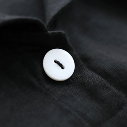 亞麻披肩領長袖連衣裙寬鬆上衣（黑）OP07 第8張的照片