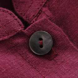 亞麻樂隊領夾克上衣寬（酒紅色） 第8張的照片