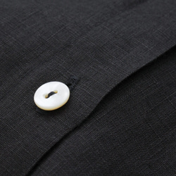 “亞麻 2 向長袖襯衫連衣裙”正面開褶外罩（黑色）OP05。 第8張的照片