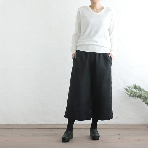 プリント　リヨセル×リネンガウチョパンツ　ゆったり TOKYO BASIC ガウチョパンツ クロップドパンツ リネン 40番手 フレンチ
