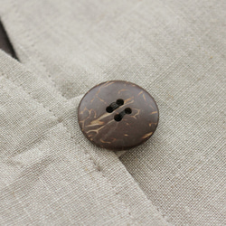 亞麻A線無領春季大衣襯裡（天然米色/棕色） 第6張的照片