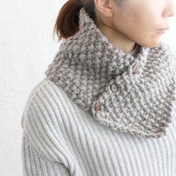 100％羊毛蓬鬆針織2way脖子暖和器（淺灰色） 第3張的照片