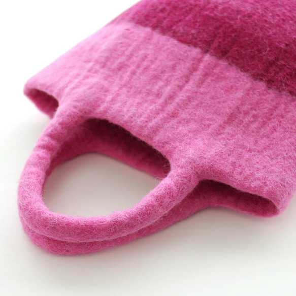 【数量限定】 羊毛フェルト トートバッグ 内ポケット付き （ピンク） 8枚目の画像