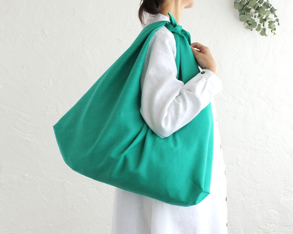 Alin Azuma Bag L 64cm Linen Azuma Bag Large Size with Gusset (孔雀 第1張的照片