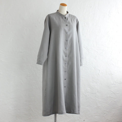 亞麻立領襯衫式連衣裙2way Haori（淺灰色） 第5張的照片