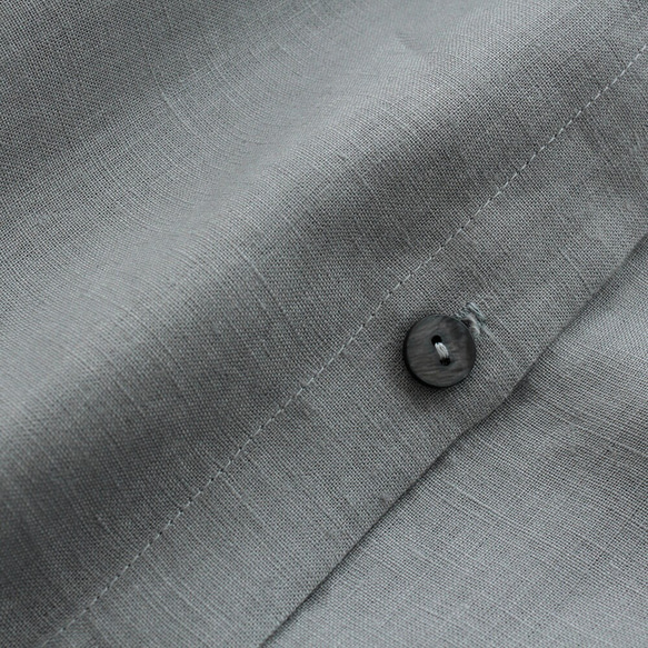 亞麻立領襯衫式連衣裙2way Haori（淺灰色） 第6張的照片
