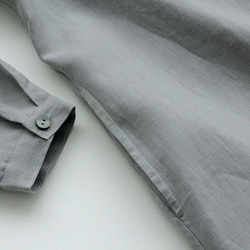 亞麻立領襯衫式連衣裙2way Haori（淺灰色） 第7張的照片