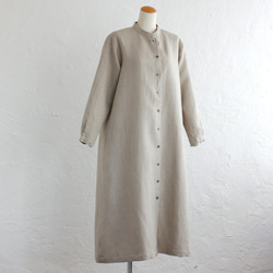 亞麻立領襯衫連衣裙2way Haori（天然米色） 第5張的照片