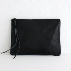 “蠟皮手拿包”B5 平板電腦包袋 真皮平袋（黑色）。 第5張的照片