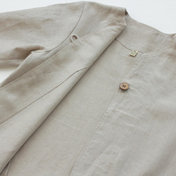 亞麻A線無色春季大衣（自然米色）CO02 第7張的照片