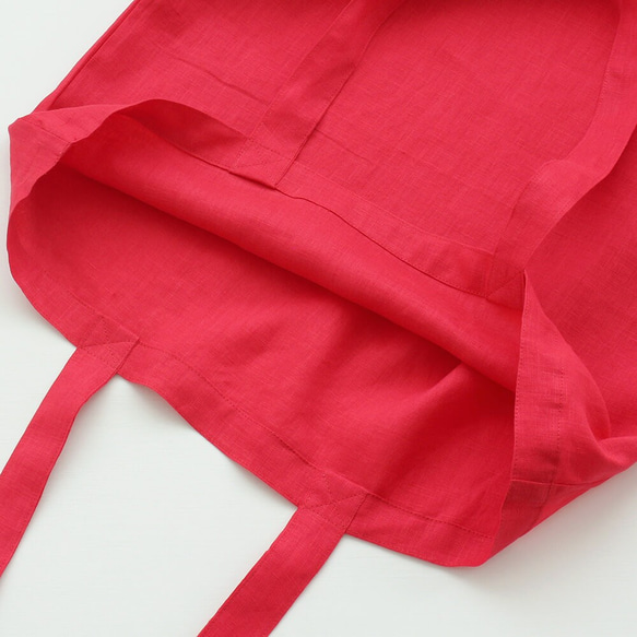 100% 亞麻大號手提袋環保袋帶扣板（橙紅色） 第3張的照片