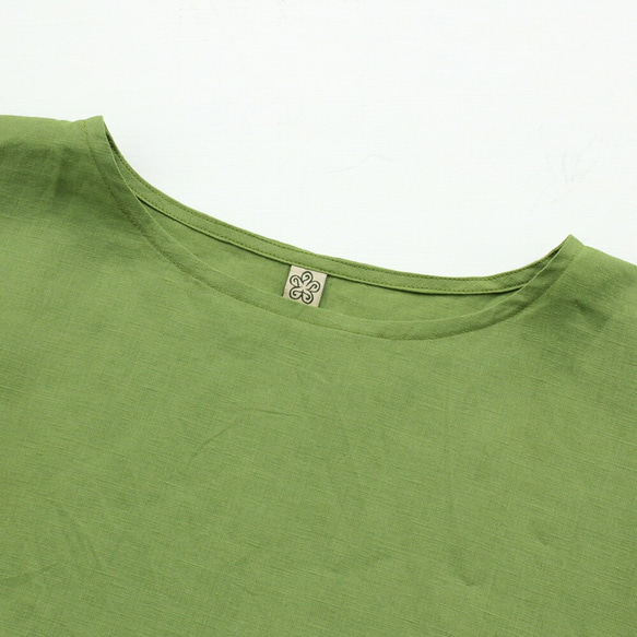 亞麻簡單上衣船領套衫（玻璃綠色） 第7張的照片