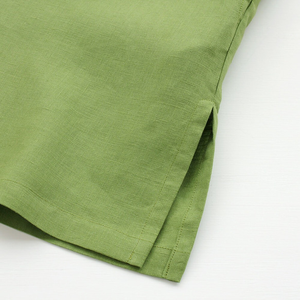 亞麻簡單上衣船領套衫（玻璃綠色） 第10張的照片