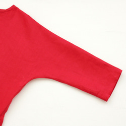 亞麻簡單束腰船領套頭衫（紅色） 第7張的照片