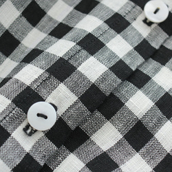 夏季外罩亞麻 2way 短袖襯衫連衣裙（方格格/黑色） TP04 第8張的照片
